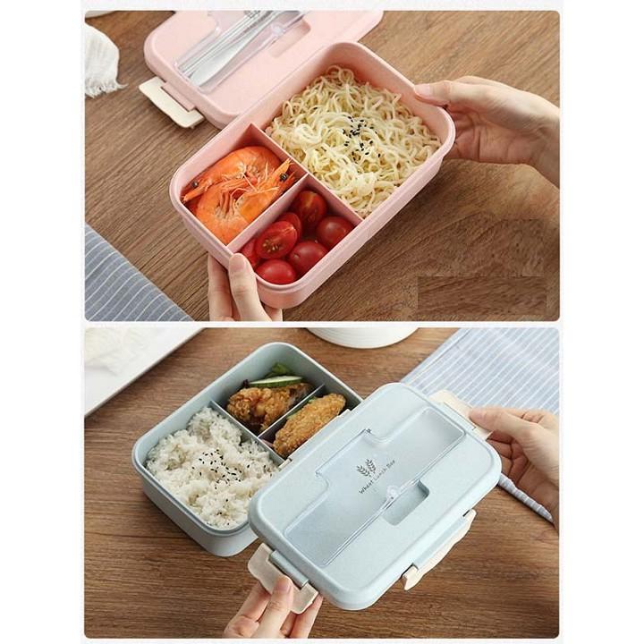 HỘP CƠM LÚA MẠCH 3 NGĂN KÈM ĐŨA THÌA INOX