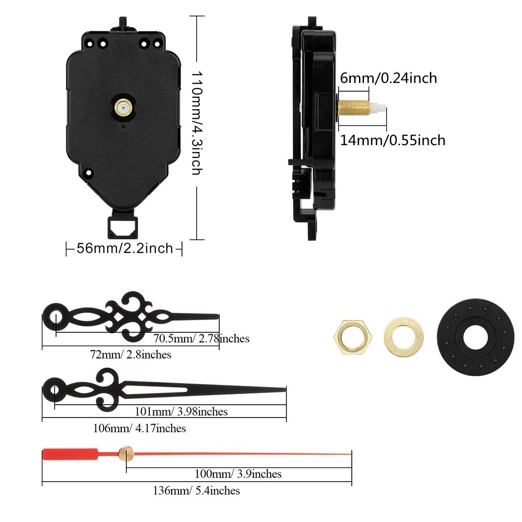 Quartz Pendulum Clock Movement DIY Kits with 3 Pieces Pointer Hands Hardware Replacement Repair Kit for Office Home Wall Clocks Accessories