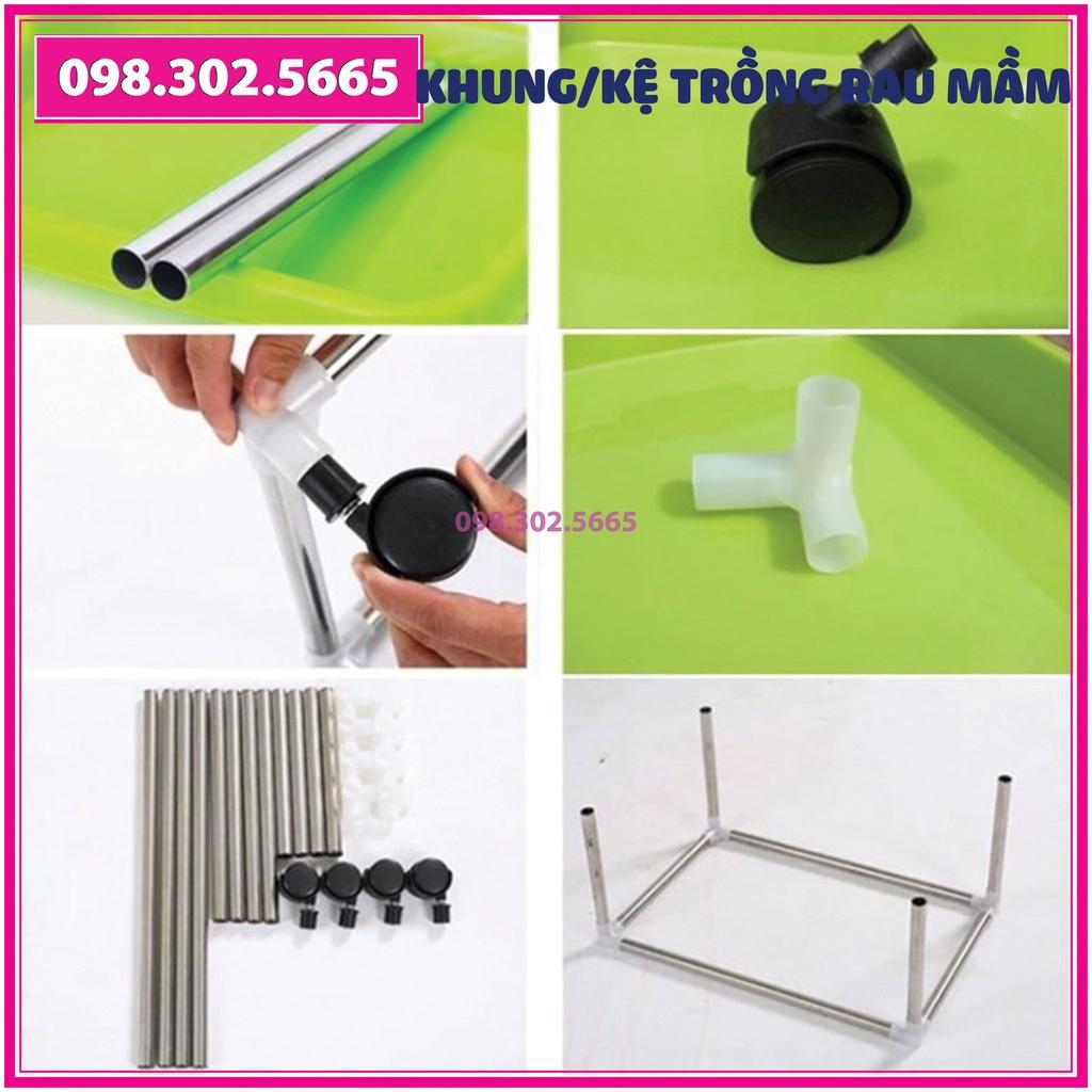 Khung/kệ trồng rau mầm - loại 3 tầng có bánh xe - Giá đỡ khay trồng rau mầm