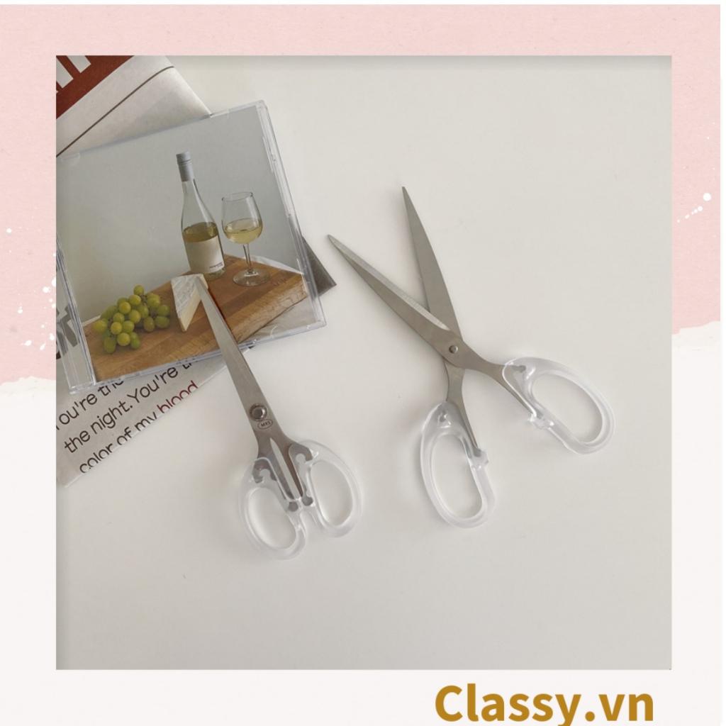 Kéo cắt giấy cầm tay Classy trong suốt nhiều kích cỡ, phù hợp cho học sinh, sinh viên, dân văn phòng PK1174