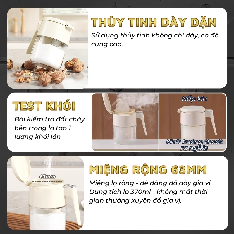 Lọ đựng gia vị 370ml thông minh DandiHome 2026