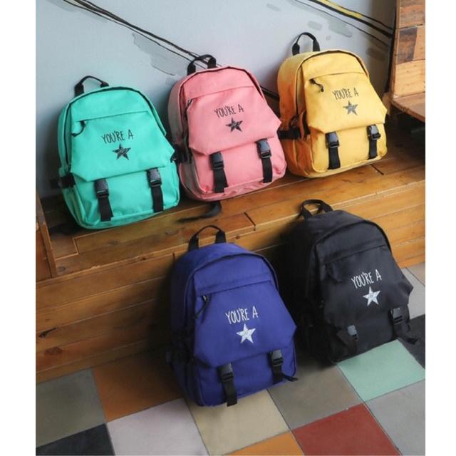Balo học sinh, sinh viên thời trang unisex với chất dù cao cấp nhẹ bền - BOM