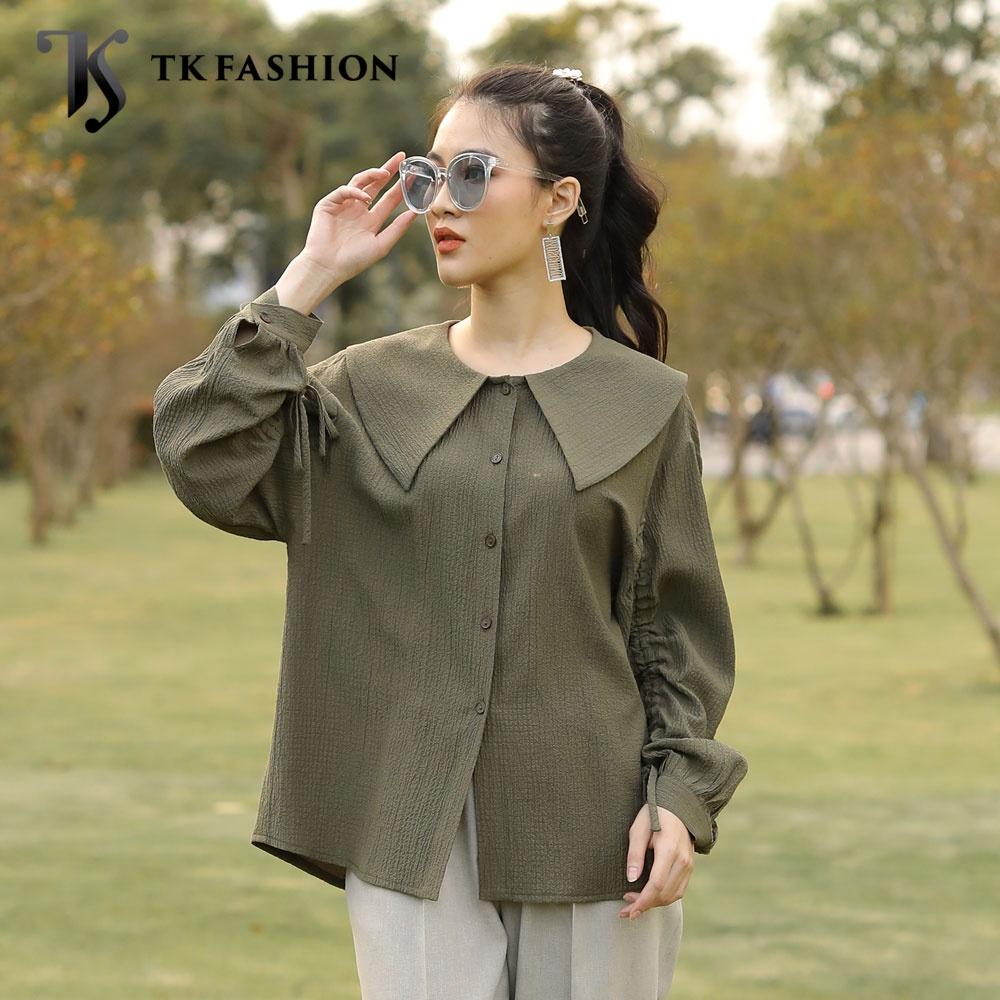 Áo sơ mi kiểu nữ tay rút nhún, cổ sen tròn, trẻ trung, thanh lịch - SMKA274 hàng thiết kế cao cấp TK Fashion