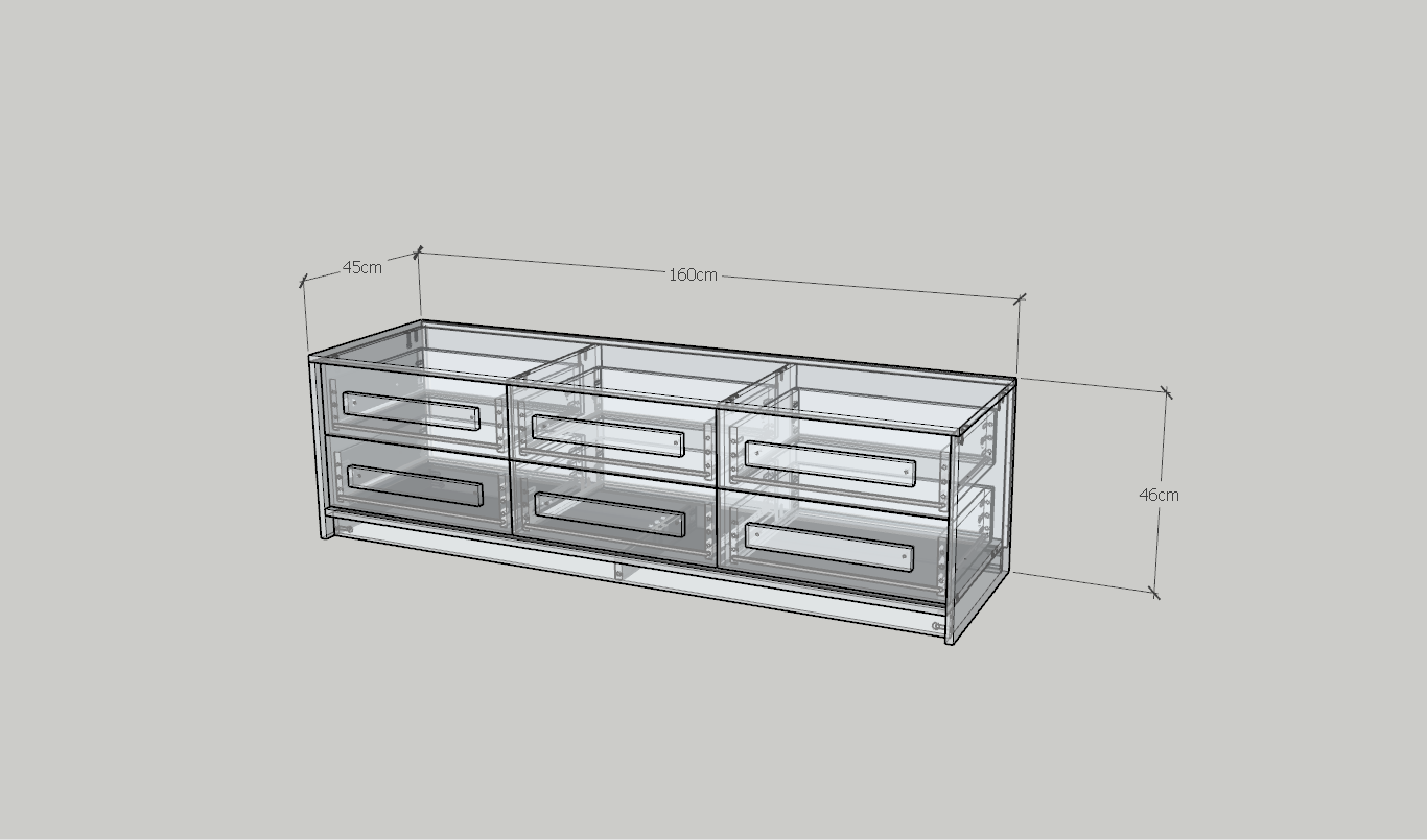 HAPPY FURNITURE , Tủ lưu trữ 6 ngăn kéo - RUBEL, THK_259, 160cm x 45cm x 46cm DxRxC