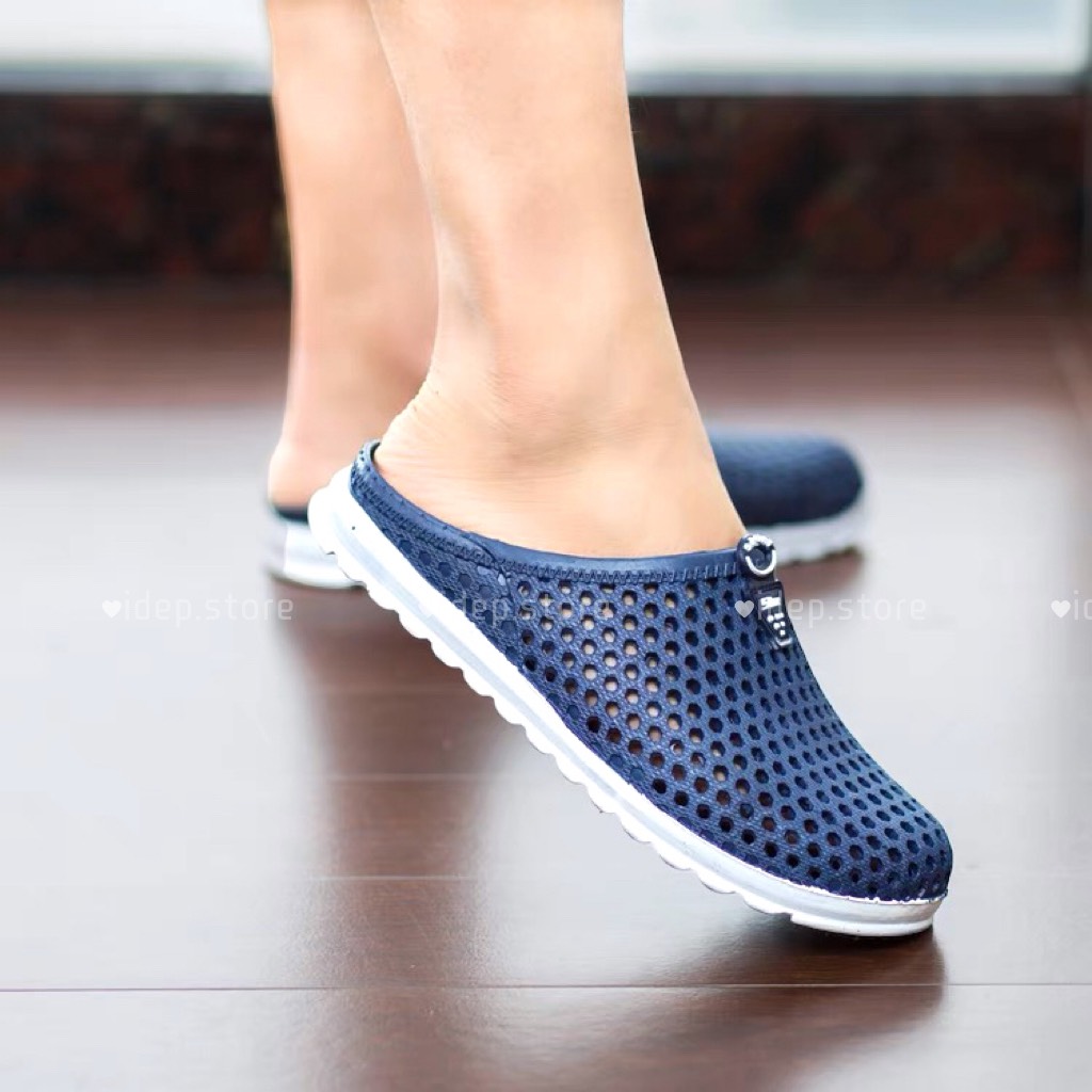 Dép sục nhựa dẻo lỗ Tổ ong đi mưa bít mũi nam nữ iDÉP - SL004