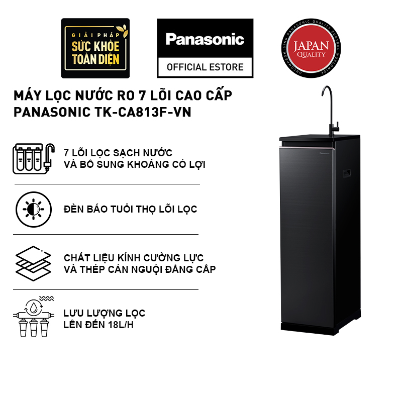 Máy lọc nước RO 7 lõi với đèn báo thay lõi, cửa kính mờ cường lực cao cấp Panasonic TK-CA813F-VN - Lắp đặt toàn quốc - Hàng chính hãng