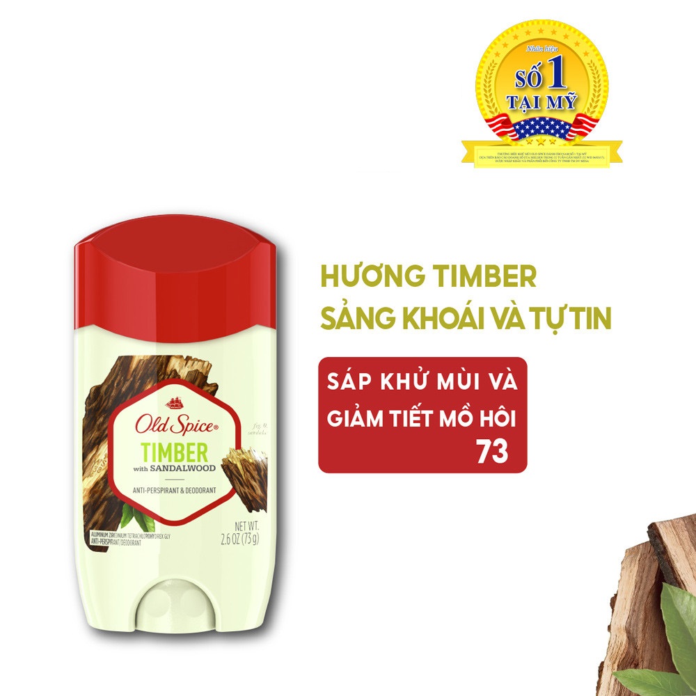 Lăn Khử Mùi Cho Nam Hương Sảng Khoái,Tự Tin Old Spice TIMBER 73g