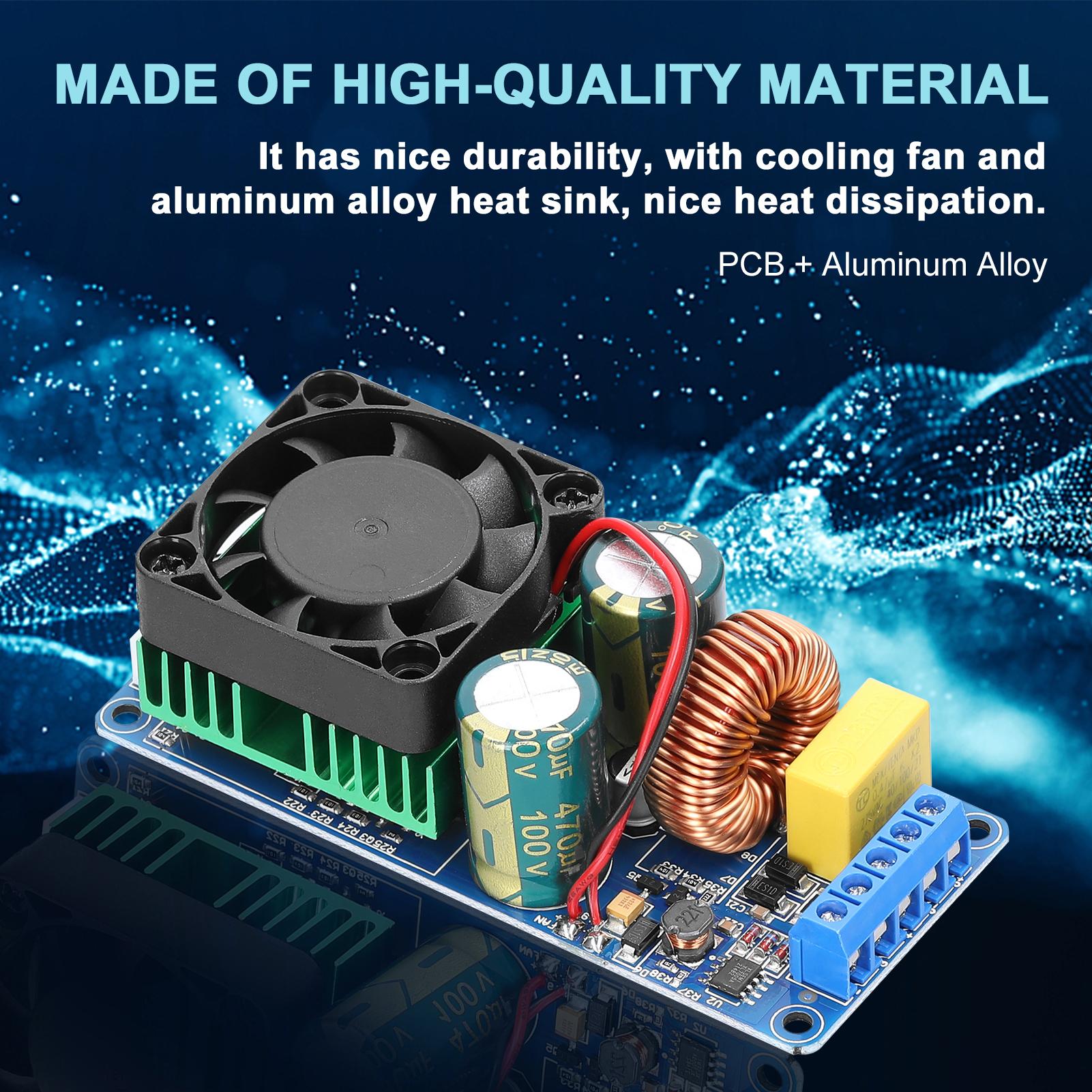 500W IRS2092S Digital Power Amplifier Board Mono Channel Class D HiFi Power Amp Board Module with Cooling Fan