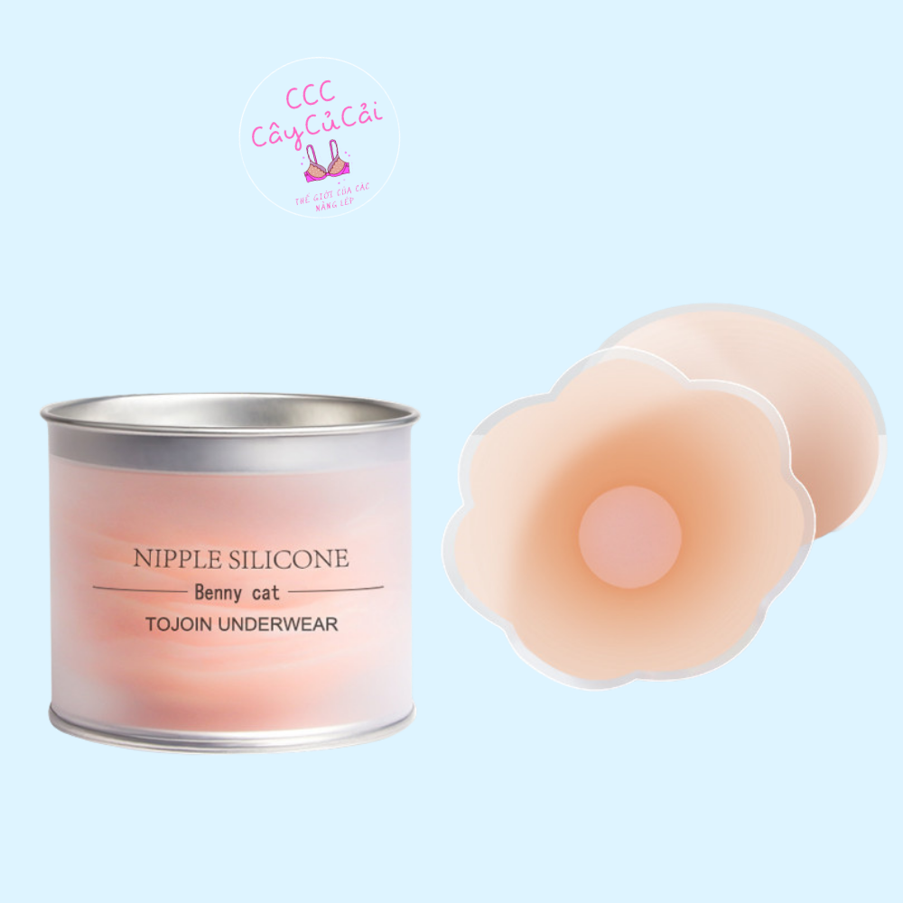 Hộp 5 cặp miếng dán đầu ti, miếng dán ngực silicon hình tròn hoặc hoa mai , hộp màu trắng thiết kế sang trọng -CCC003