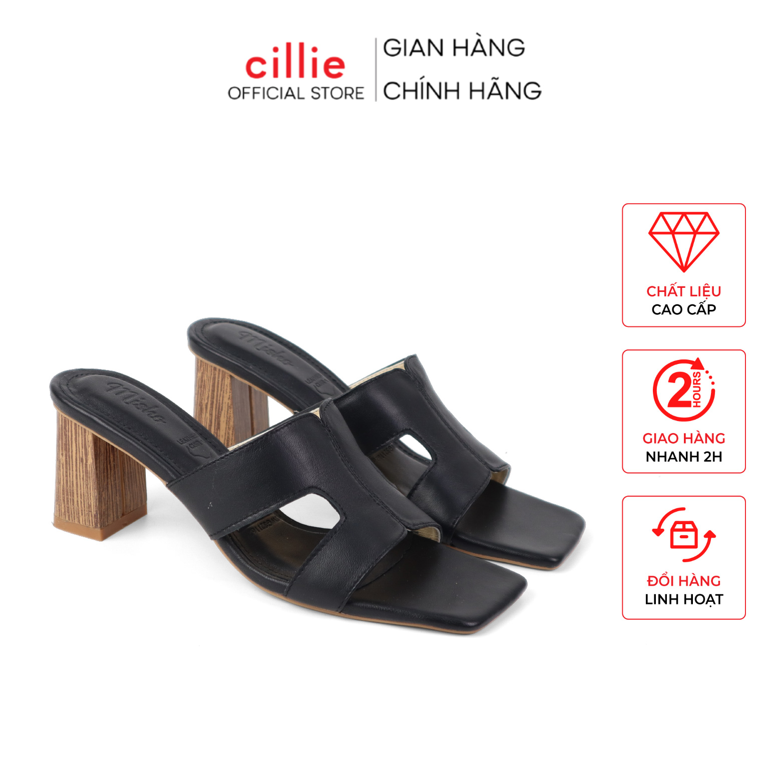 Guốc nữ thời trang dây quai đan độc đáo gót nhọn cao 7cm đi làm đi chơi Cillie 1056