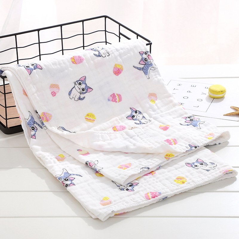 Khăn Tắm Em Bé, Khăn Tắm 6 Lớp Mềm Mịn Êm - Họa Tiết Bé Gái
