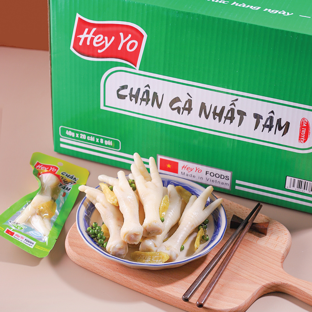 Chân gà cay Hey Yo Nhất Tâm 40g, chân gà ớt xanh hàng Việt Nam đảm bảo VSATTP