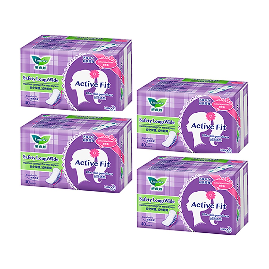 Combo 4 gói Băng Vệ Sinh Ngày Đầu-Ngày Cuối Laurier Active Fit Siêu Thấm Hương Hoa Anh Đào