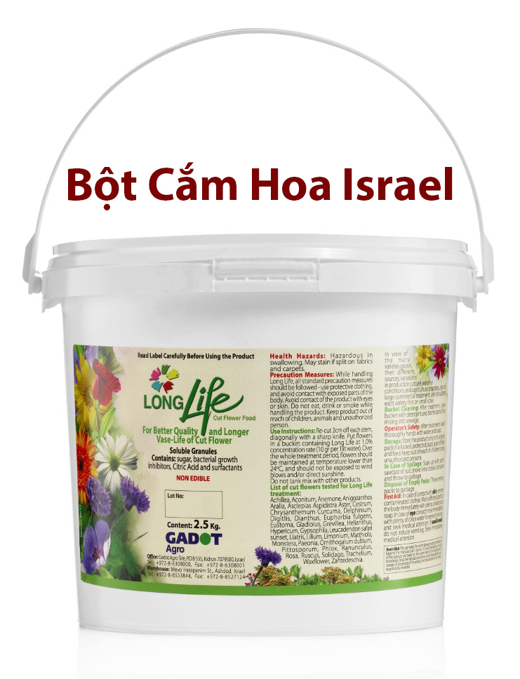 Thuốc Bột Cắm Hoa Tươi nhập khẩu Israel tại shop Florist (1 hủ pha 100L nước cắm hoa) hiệu Longlife SG là bí quyết giúp hoa cắm Xốp tươi lâu và hạn chế chăm sóc thay hoa mới