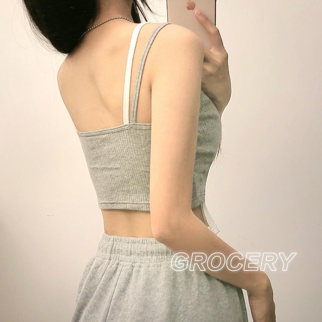 Áo bra không gọng mút liền dáng crotop thoáng mát phong cách Hàn quốc siêu xinh
