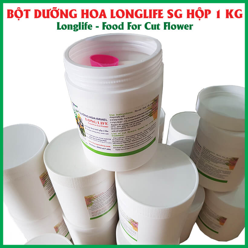 Thuốc Chăm Sóc Hoa tươi Cắm Xốp Lâu Tàn tại shop hoa Longlife SG của Israel (Combo 5KG pha 500L nước tiết kiệm) giúp hoa tươi gấp 2 lần và hạn chế thay hoa định kỳ, hoa cắm lẵng tươi lâu