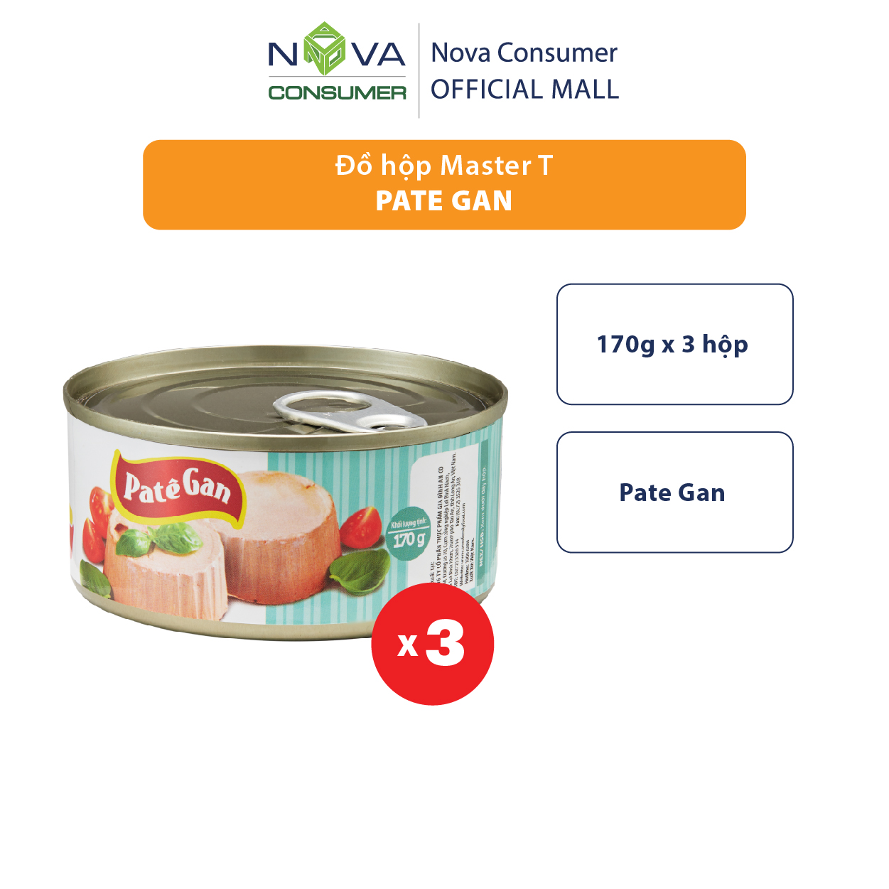 [Combo 3 hộp] Đồ hộp Master T Pate Gan 170g x 3 hộp