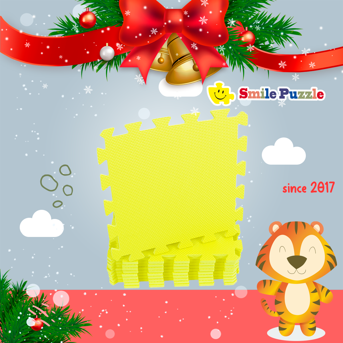 Thảm xốp lót sàn cho bé - đơn màu Smile Puzzle _KHÔNG MÙI TIÊU CHUẨN CHÂU ÂU