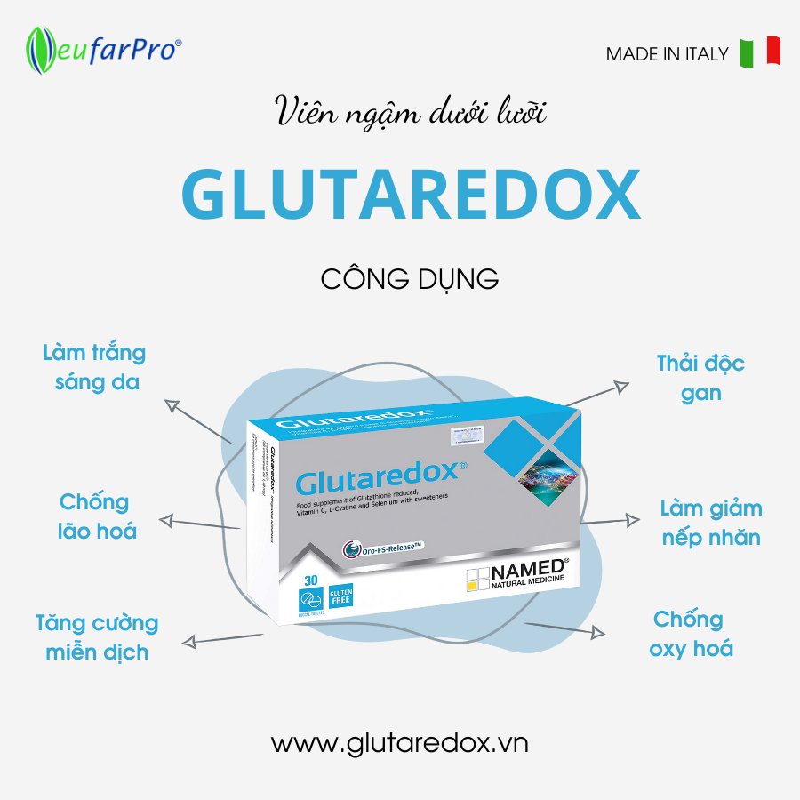 Glutaredox làm trắng sáng da, thải độc gan, chống lão hoá và tăng cường miễn dịch