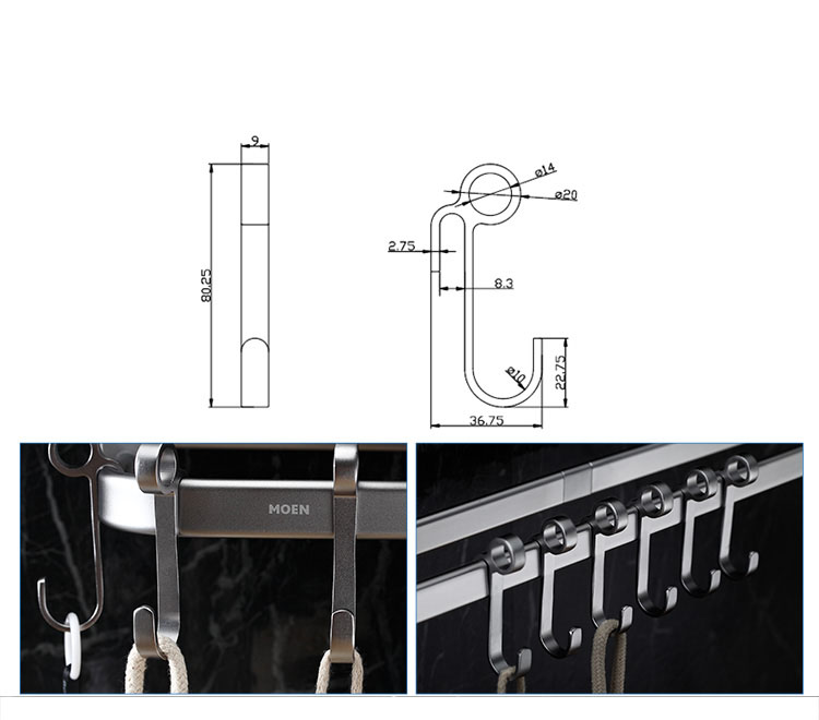 Bộ móc treo gồm 6 cái dòng Alisa Moen - ACC2409