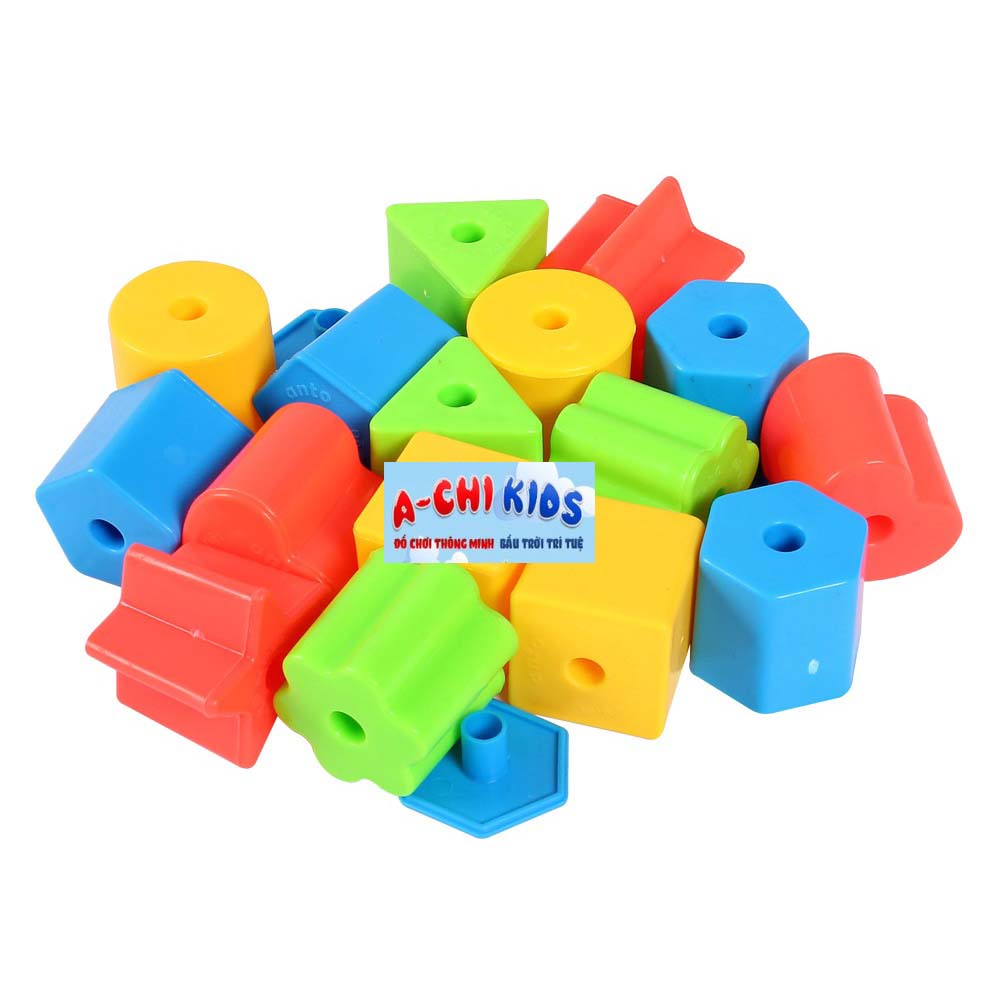 Đồ Chơi Cho Bé - Xâu Dây Mầm Non 48 Chi Tiết Cho Bé Làm Quen Với Các Hình Học Và Màu Sắc Cơ Bản