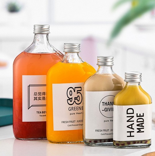 Chai Thủy Tinh Dẹp Cổ Cao Nắp Nhôm