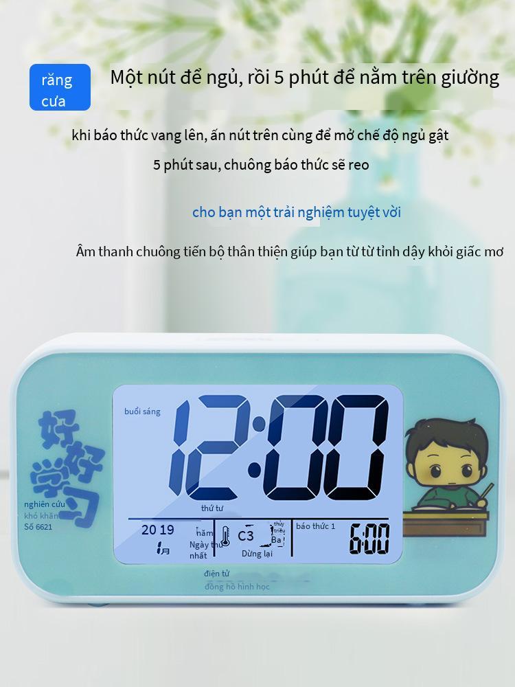 Phong cách mới nhất có thể sạc lại đồng hồ báo thức học sinh mới đồng hồ đầu giường báo thức điện tử thông minh phát sáng phim hoạt hình đồng hồ đặc biệt của trẻ em