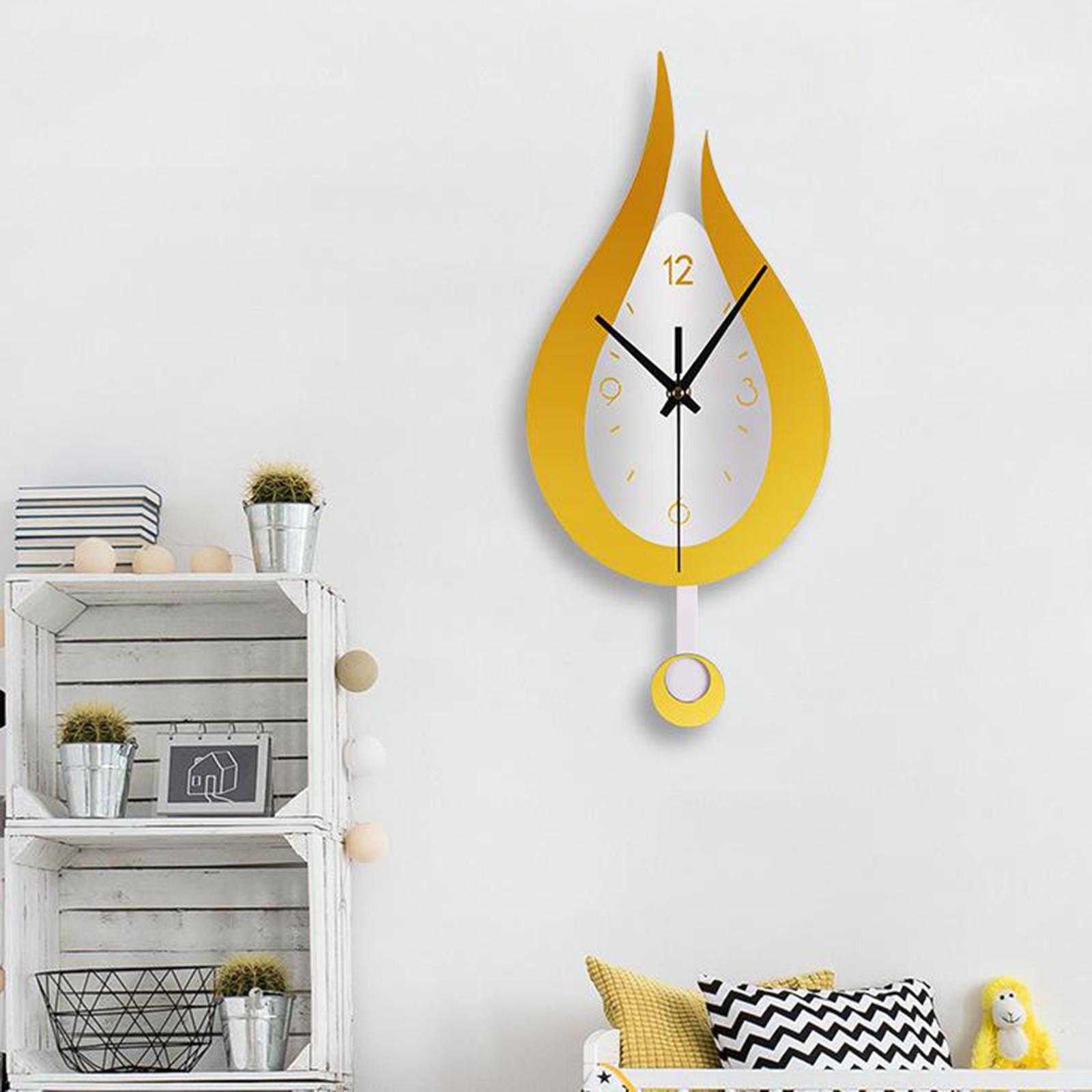 Set of 2 Modern Pendulum Kitchen Wall Clocks Battery Operated Decorative Clock