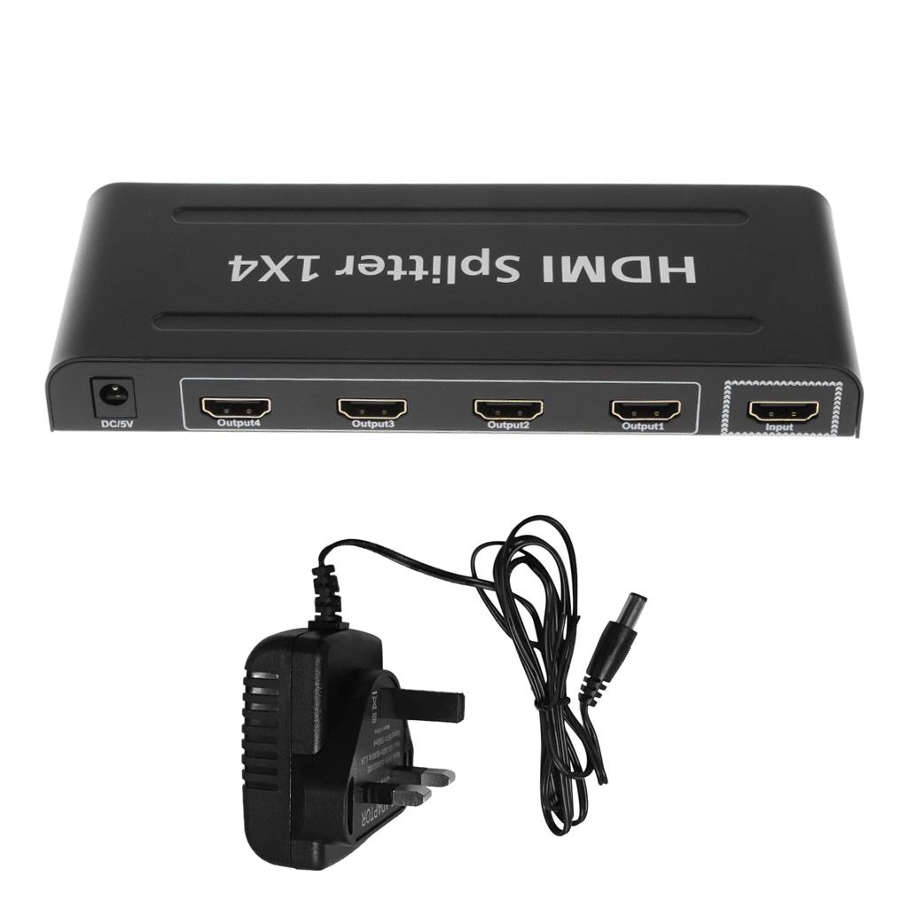 1x4 HDMI Divider Full HD 4Kx2K and 3D Resolution Fits UK power