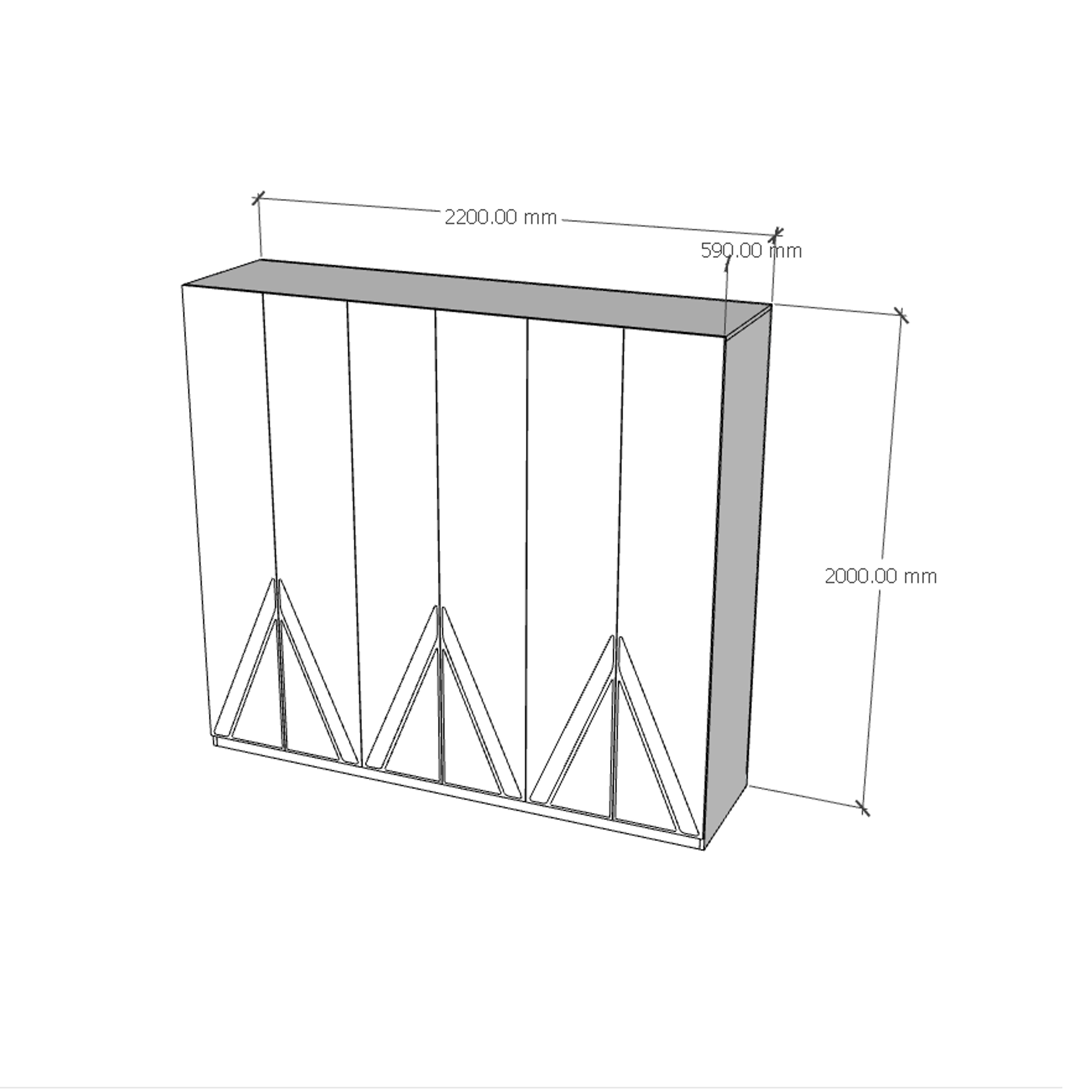 [Happy Home Furniture] CHARIS , Tủ quần áo 6 cửa mở, 220cm x 59cm x 200cm ( DxRxC), TCM_122