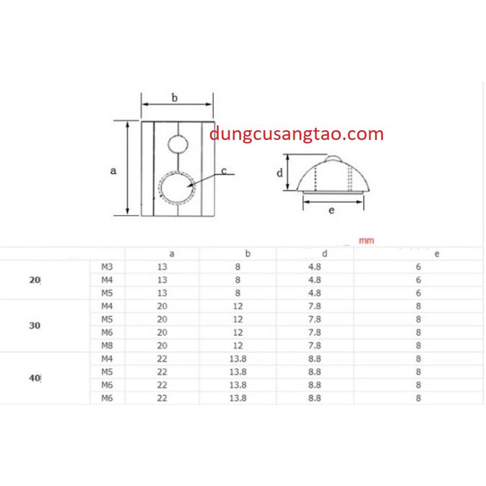 Ốc slider bi nhôm 2020, 3030, 4040 (con trượt có bi dùng cho nhôm định hình)