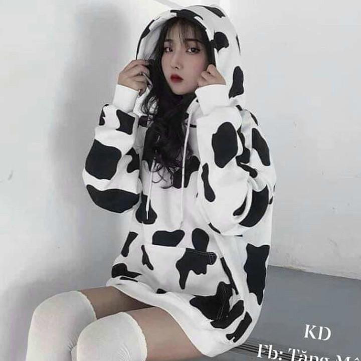ÁO HOODIE - ÁO KHOÁC NỈ NGOẠI In 3D Bò Sữa Cổ Chui