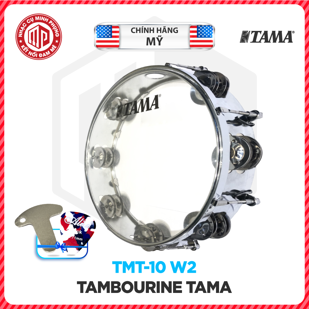 Trống lắc tay, Lục lạc gõ bo, Tunable Tambourine - Tama TMT-10 (TMT10) - Màu trong suốt (W2) - Hàng chính hãng