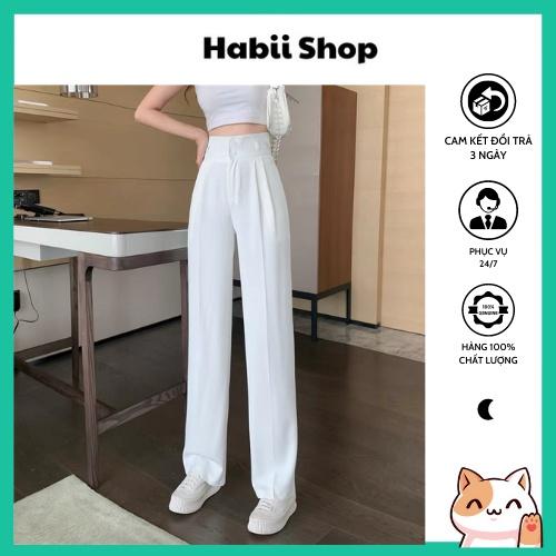 Quần ống rộng nữ suông ống đứng - Quần tây nữ lưng cao 2 khuy HABII Q01