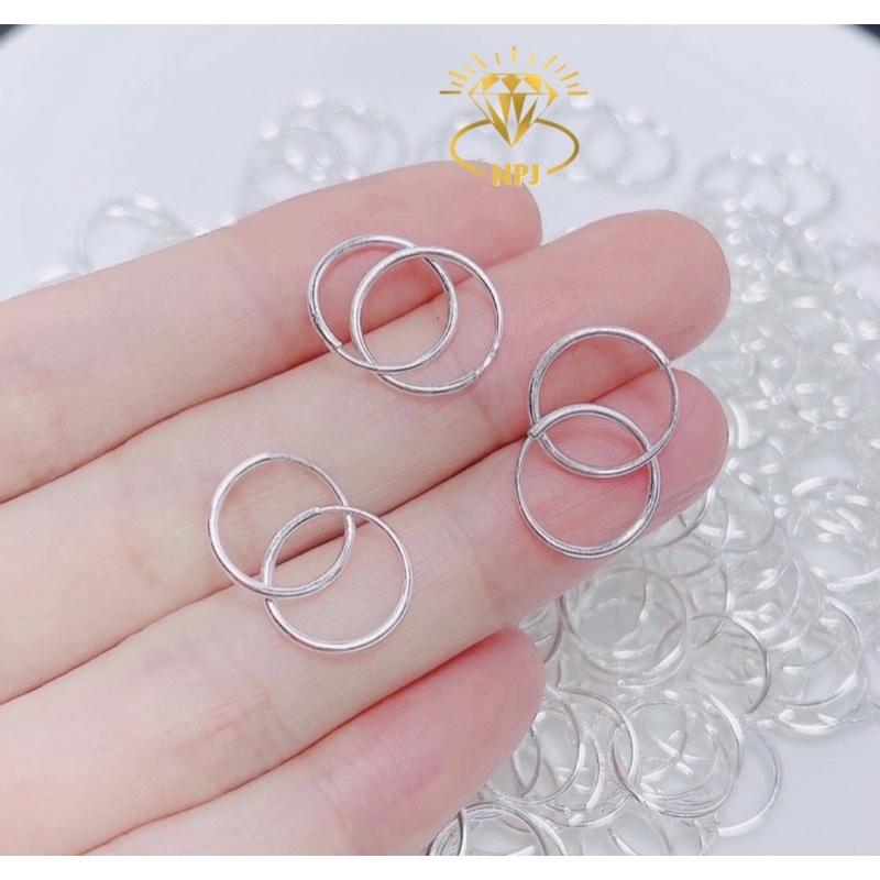 Bông tai vòng tàu trơn đơn giản, Bạc Ta -Bạc Npj