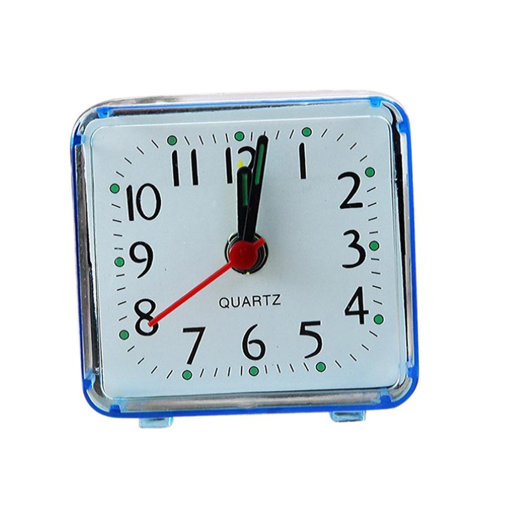 2X Mini Square Quartz Clock Travel Alarm Clock Bedroom Home Table Clock Blue