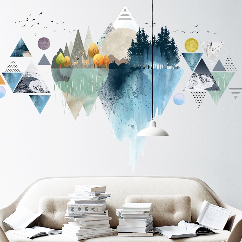 Sticker Giấy Dán Tường Decal Dán tường Tranh Dán Tường Trang Trí Tường Mẫu Khung Cảnh Phong Cách Vintage ZH88