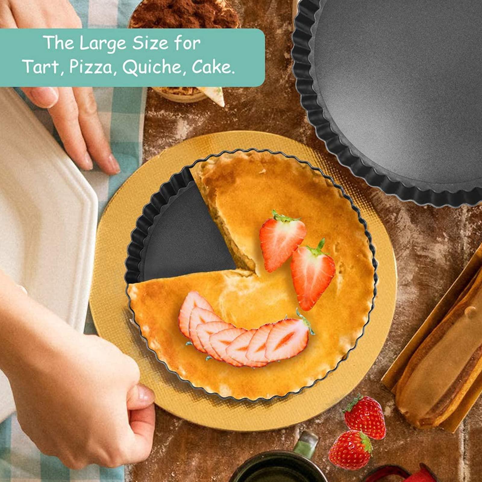 Chảo bánh Tart, Chảo Quiche, Chảo Bánh Tròn, Chảo Tart Răng Cưa Chống Dính Có Thể Tháo Rời, Phủ Chống Dính, Thép Carbon, 22cm