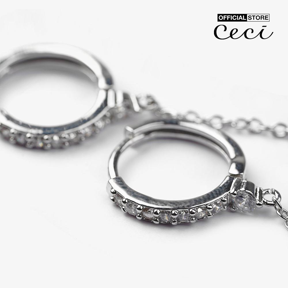 CECI - Khuyên tai nữ khoen tròn xỏ 2 lỗ phối chuỗi xích cá tính CC1-04000051-07