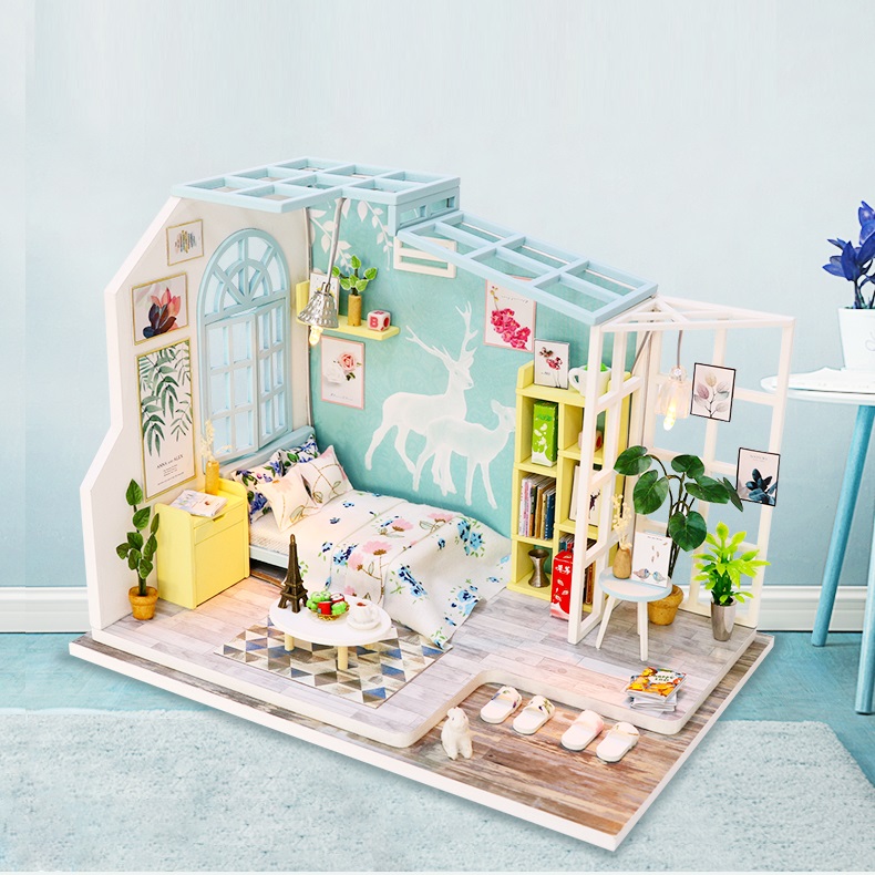 Mô hình nhà DIY Doll House Family Nap Kèm Mica Chống bụi