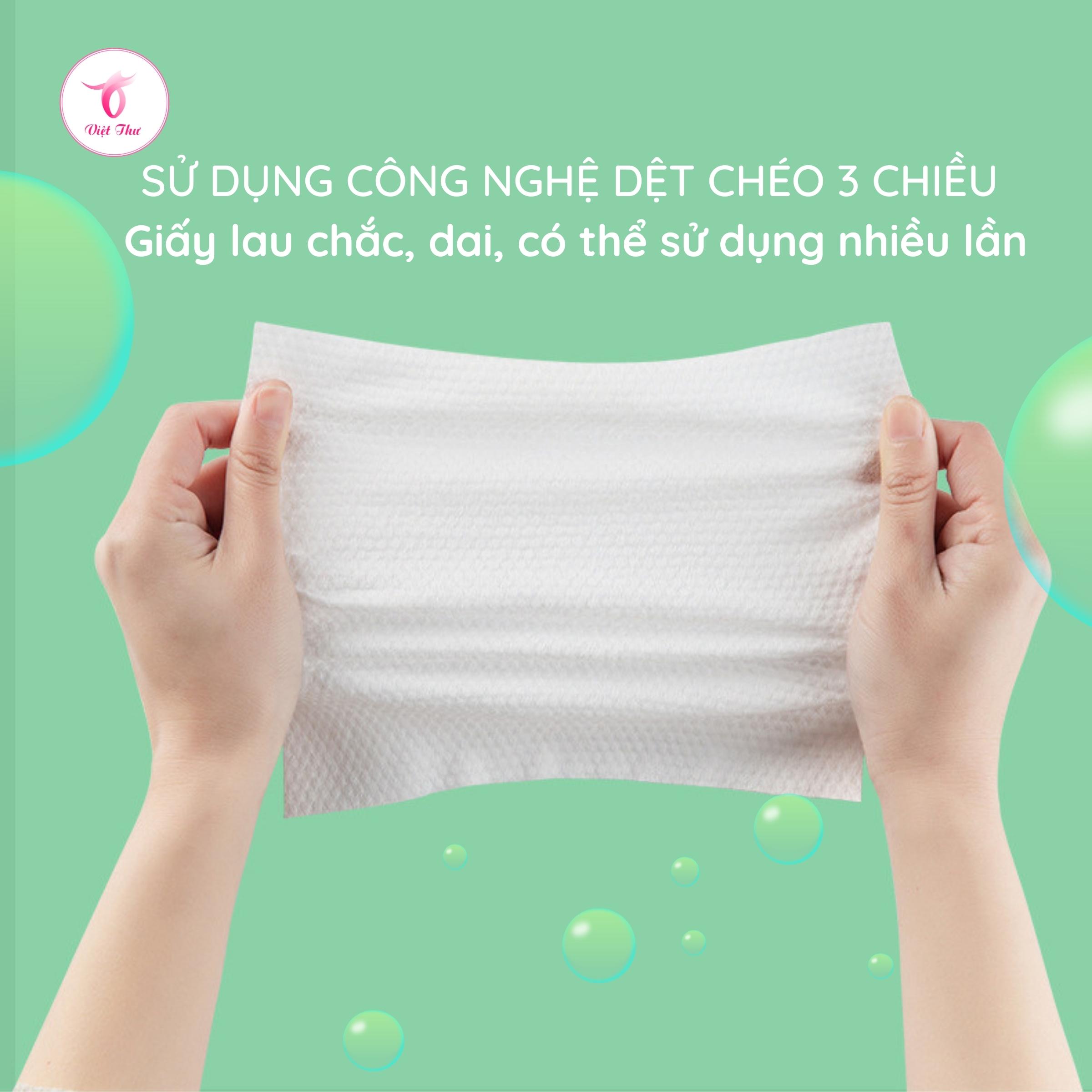 Khăn lau mặt dùng 1 lần Việt Thư, khăn giấy khô cotton Tân Cương cao cấp, siêu mềm, siêu cấp ẩm