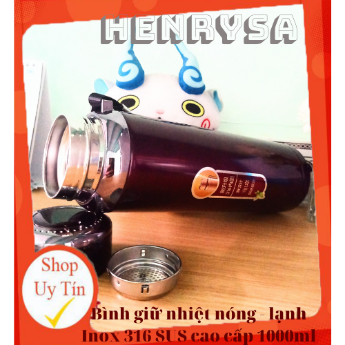 Bình giữ nhiệt nóng - lạnh Inox 316 SUS cao cấp 1000ml  - HENRYSA