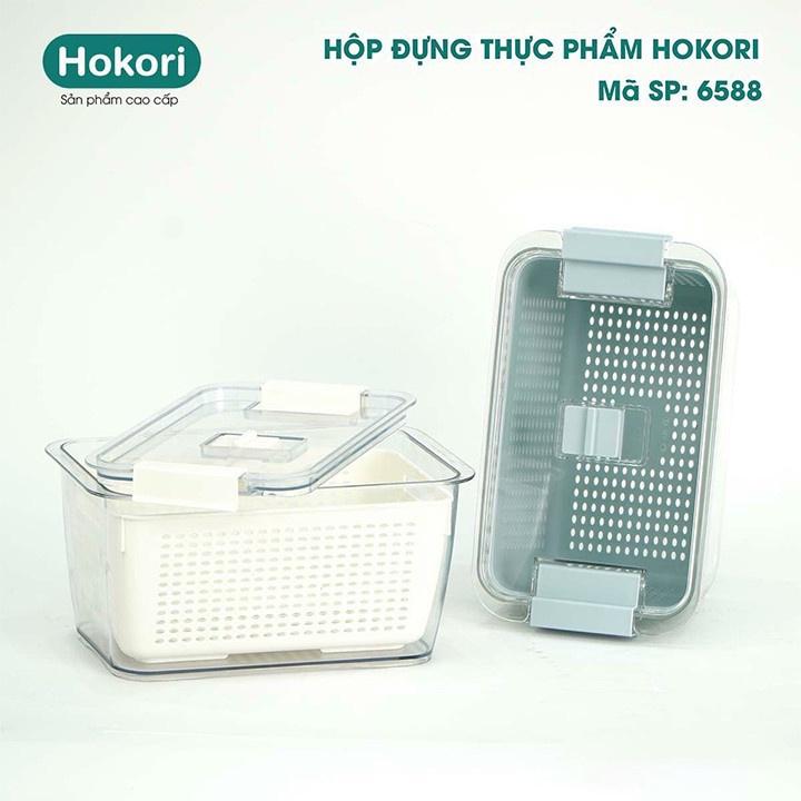 (KOSUYTU) Hộp Đựng Thực Phẩm 2 Lớp Hokori - Hộp Bảo Quản Thức Ăn Chia Ngăn Có Lỗ Thoát Nước Nhựa Nguyên Sinh -- Hàng Chất Lượng KST