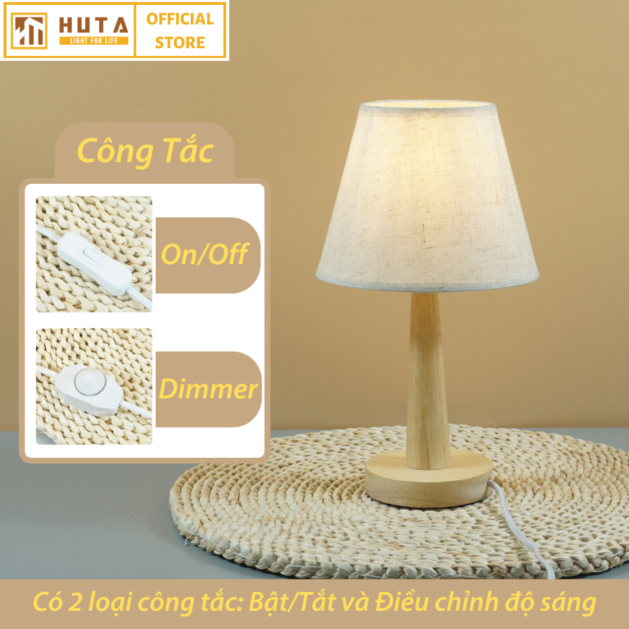 Đèn Ngủ Gỗ HUTA Light For Life G2 Chao Nón Vintage Dễ Thương, Decor Trang Trí Phòng Ngủ, Điều Chỉnh Độ Sáng, Bóng Led Sáng Vàng Tiết Kiệm Điện