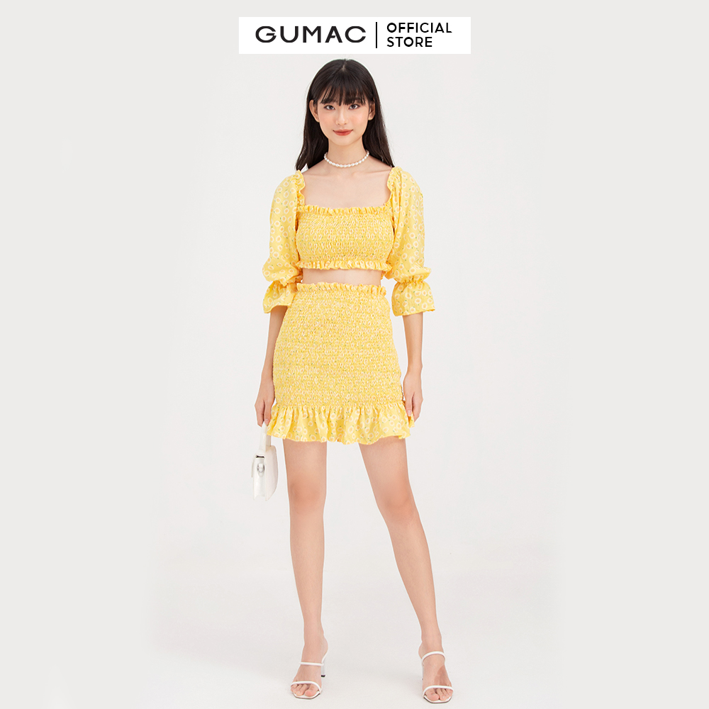 Chân váy ngắn chạy smocking GUMAC VB783