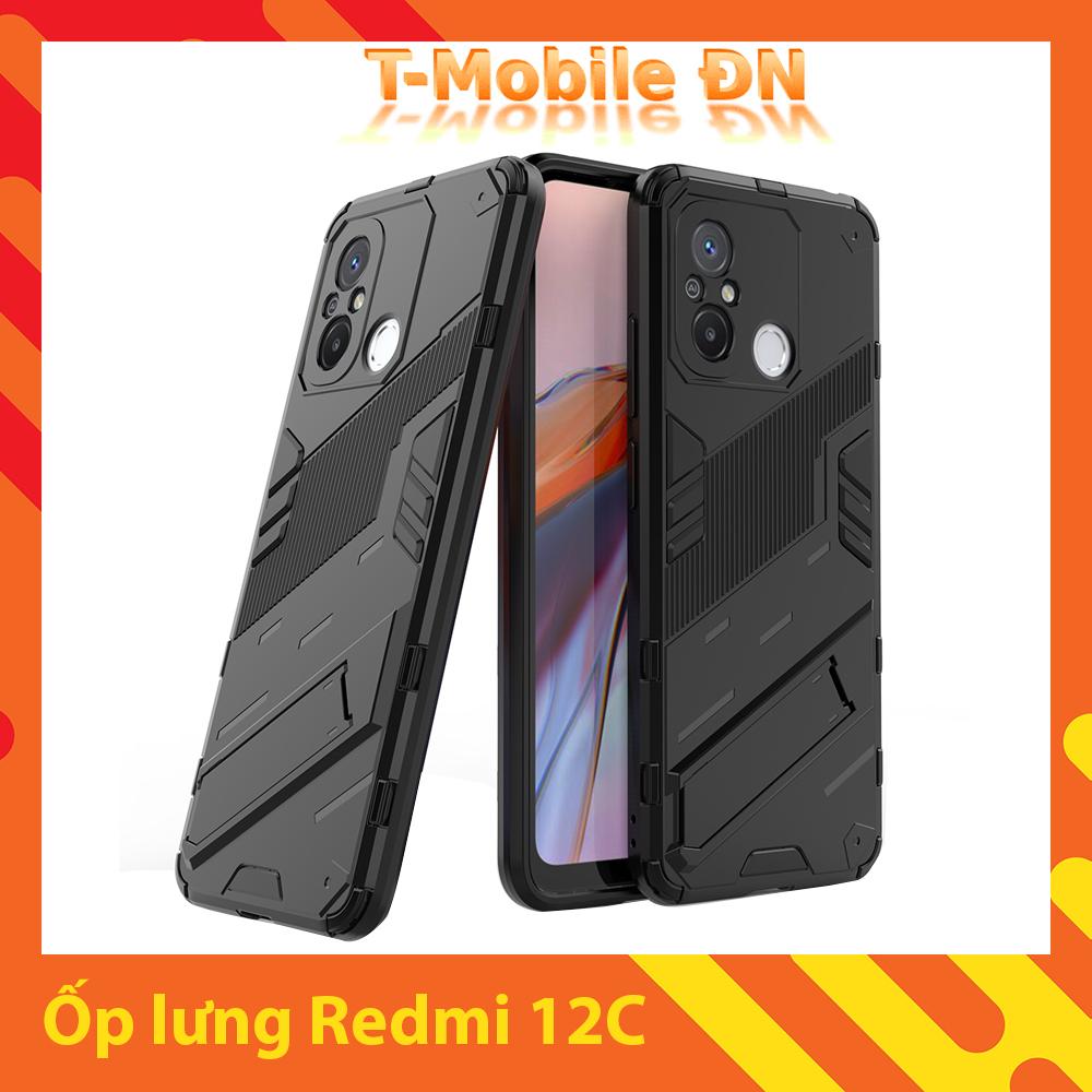 Ốp lưng cho Xiaomi Redmi 12C, Ốp chống sốc Iron Man PUNK cao cấp kèm giá đỡ cho Redmi 12C