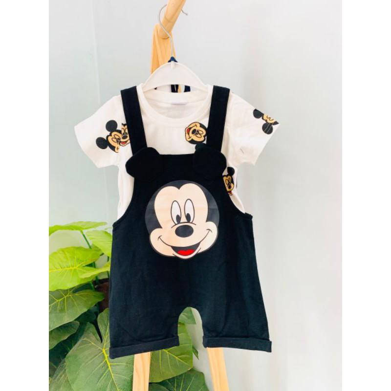 Set yếm kèm áo Mickey bé trai bé gái từ 12M-6Y