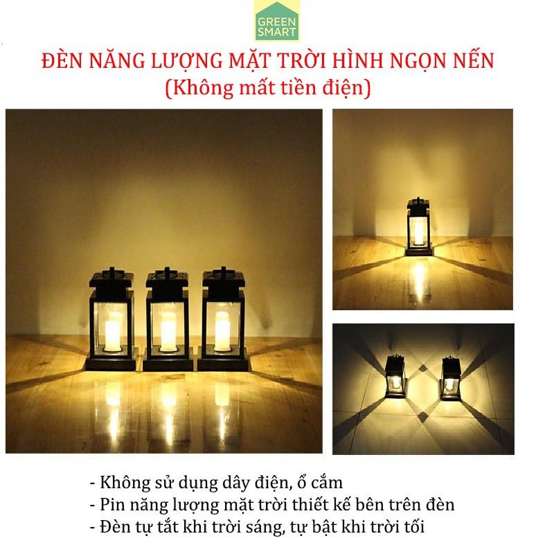 Đèn năng lượng mặt trời treo sân vườn tự động hình ngọn nến cao cấp siêu bền chịu mưa gió, tiết kiệm điện DT