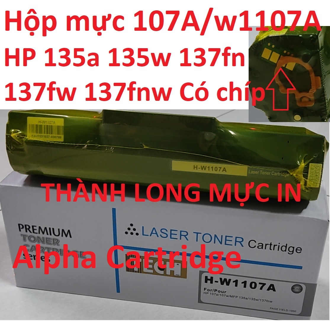 Hộp mực 107A Có Chíp  cho HP MFP 135A 135w 137fn 137fw 137fnw - 107w - w1107a tương thích lắp vào là in, mới 100%-Hàng chính hãng Alpha Cartridge