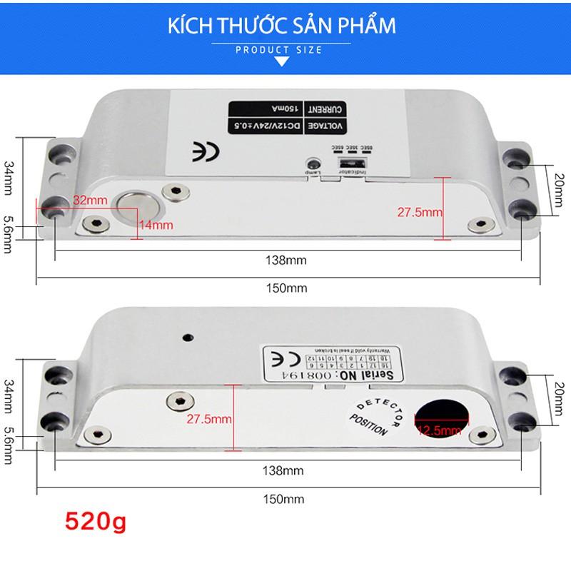 Khóa chốt cửa điện từ gắn cửa gỗ-nhựa-nhôm, loại thường mở 12VDC có độ trễ 0-3-6 giây